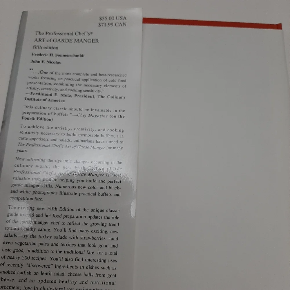 🍒The Professional Chef's Art of Garde Manger 5th Edition HC Cookbook - Picture 7 of 10